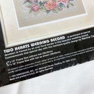 Kit De Point De Croix (Needlepoint) Dimensions - 'Loving Heart Wedding Record' - 5 X 5 Pouces - Neuf